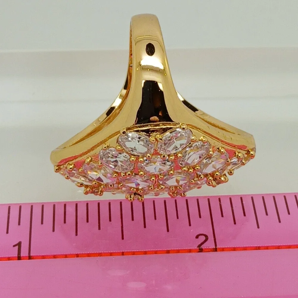 Vintage Huge 90s Oval Cluster Sim Diamond CZ Statement Dome Cocktail Ring Size 9